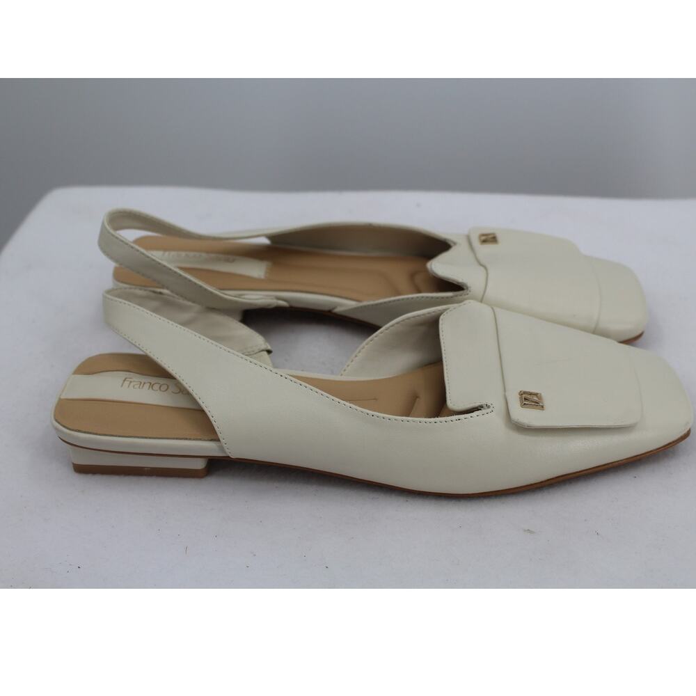 Franco Sarto Teagan Square Toe Slingback Flats Cream White Size 10M